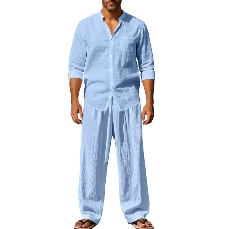 👔⏰ ZEITLICH BEGRENZTES SPECIAL – 50% RABATT! Herren Casual Atmungsaktives Hemd und Hose Set – Lässig, bequem & perfekt für Arbeit & Alltag 🍂