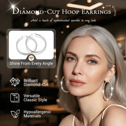 ⏰ 50 % RABATT – Nur für kurze Zeit ✨Diamond-Cut Hoop Earrings for Women