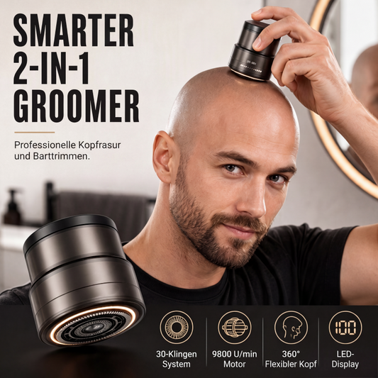 💈 -50% ORA! 🪒 Rasoio 2-in-1 per Testa Rasata e Regolabarba – 30 Lame di Precisione, Testina Flottante 360° & Display Digitale ✨