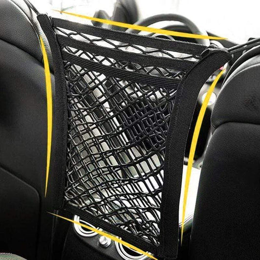 🚗🧹 Rete Elastica Portaoggetti per Auto – 3 Strati, Tessuto Oxford + Nylon, Barriera di Sicurezza Anti-Disturbo, 2 Misure – Per Sedile Posteriore ✨📦