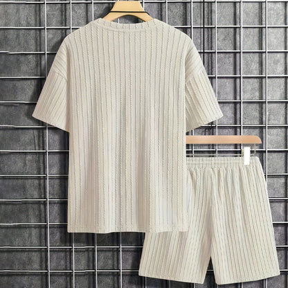 👕 2-teiliges Sommer-Set für Herren – T-Shirt mit überschnittenen Schultern & kurze Hose mit Kordelzug, bequem & luftig ☀️🩳