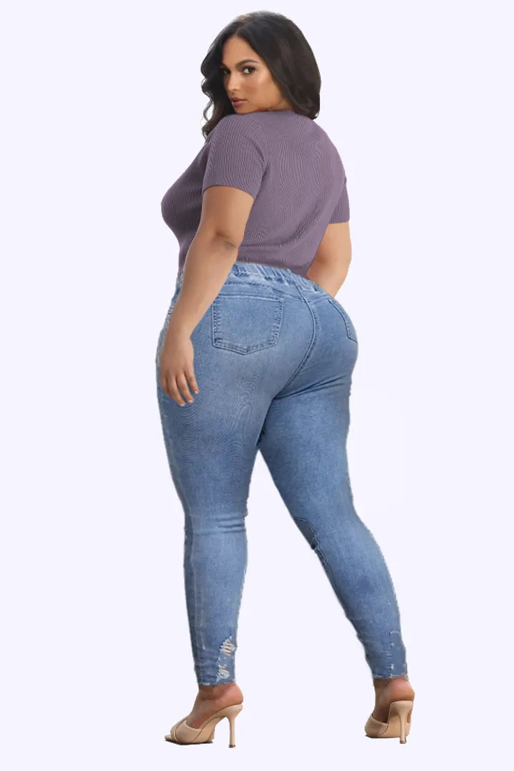 ✨ LIMITIERT: 50% RABATT! 👖 Zerrissene Stretch-Skinny-Jeans – Figurformend, Elastischer Kordelzugbund & Bequem für den Alltag 🔥