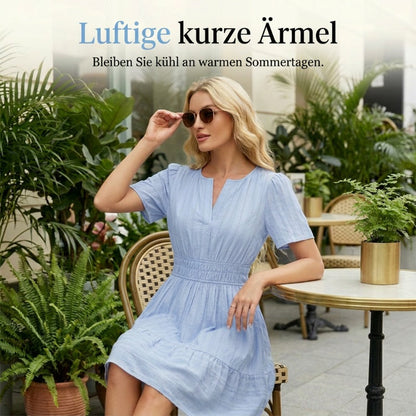 👗 NUR FÜR BEGRENZTE ZEIT: 50 % RABATT! ✨ Kurzärmeliges, gestuftes Minikleid für Damen – luftig, verspielt, perfekt für den Sommer 🌞
