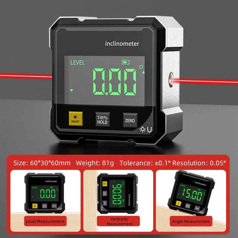 ⏳Begrenzte Zeit 50% Rabatt🔥4-seitiger digitaler Winkelmesser mit Laser und Magnetfunktion