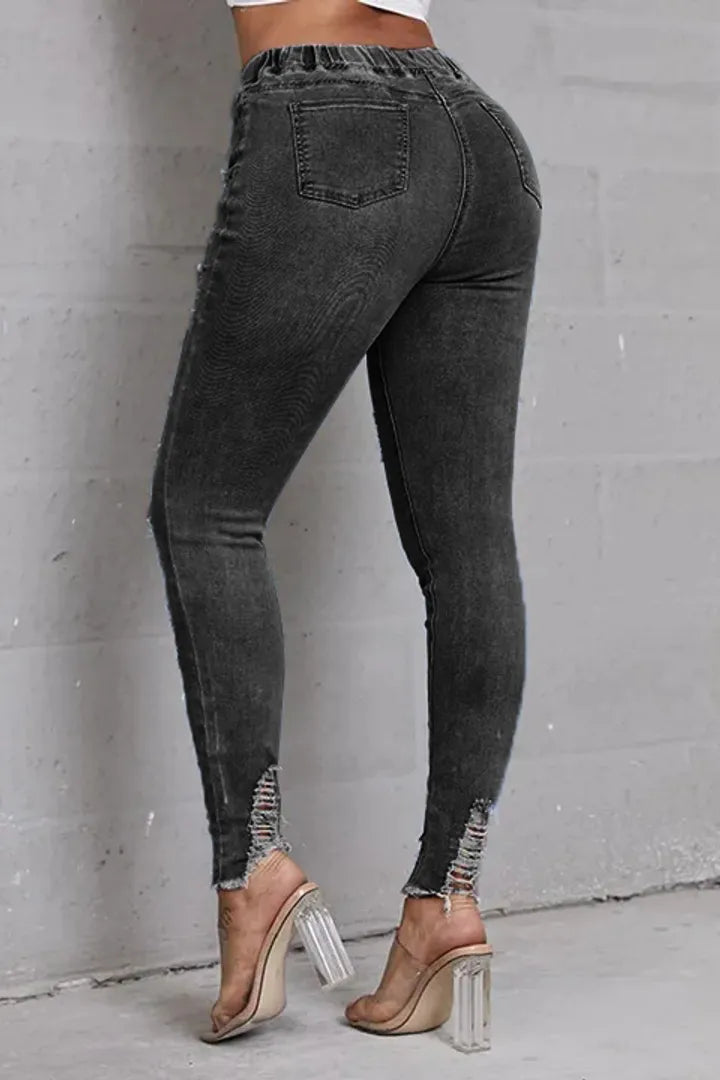 ✨ LIMITIERT: 50% RABATT! 👖 Zerrissene Stretch-Skinny-Jeans – Figurformend, Elastischer Kordelzugbund & Bequem für den Alltag 🔥