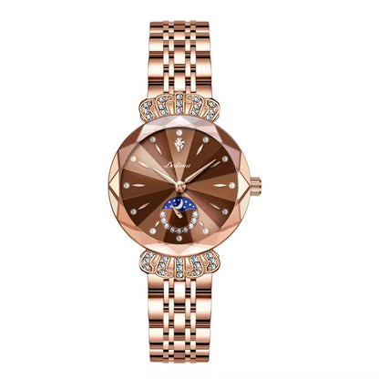 ⌚ Damen-Uhr mit Edelstahlband, wasserdicht, Kalender & funkelndem Zirkonia-Besatz – elegantes Butterfly-Verschluss-Design ✨
