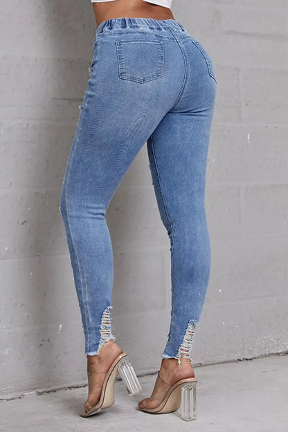 ✨ LIMITIERT: 50% RABATT! 👖 Zerrissene Stretch-Skinny-Jeans – Figurformend, Elastischer Kordelzugbund & Bequem für den Alltag 🔥