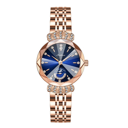 ⌚ Damen-Uhr mit Edelstahlband, wasserdicht, Kalender & funkelndem Zirkonia-Besatz – elegantes Butterfly-Verschluss-Design ✨