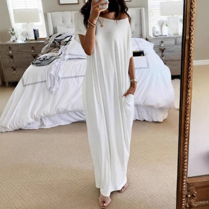 👗 50% RABATT! ✨ Luftiges Langärmliges Maxikleid mit Taschen – Perfekt Für Heiße Tage & Reisen, Leicht & Bequem 🌿