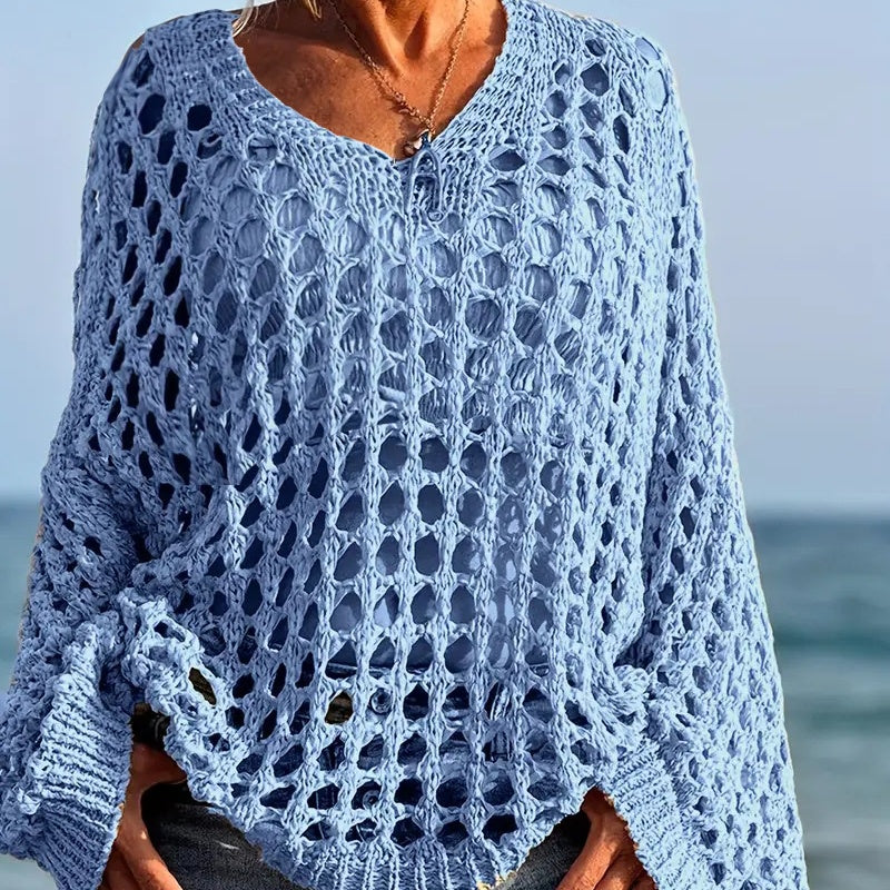 👚💖 Damen Casual Häkelstrick-Top – Einfarbig, Leicht & Perfekt Für Den Alltag & Warme Tage ☀️