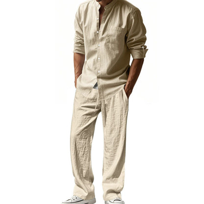 👔⏰ ZEITLICH BEGRENZTES SPECIAL – 50% RABATT! Herren Casual Atmungsaktives Hemd und Hose Set – Lässig, bequem & perfekt für Arbeit & Alltag 🍂
