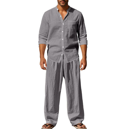 👔⏰ ZEITLICH BEGRENZTES SPECIAL – 50% RABATT! Herren Casual Atmungsaktives Hemd und Hose Set – Lässig, bequem & perfekt für Arbeit & Alltag 🍂