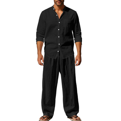 👔⏰ ZEITLICH BEGRENZTES SPECIAL – 50% RABATT! Herren Casual Atmungsaktives Hemd und Hose Set – Lässig, bequem & perfekt für Arbeit & Alltag 🍂