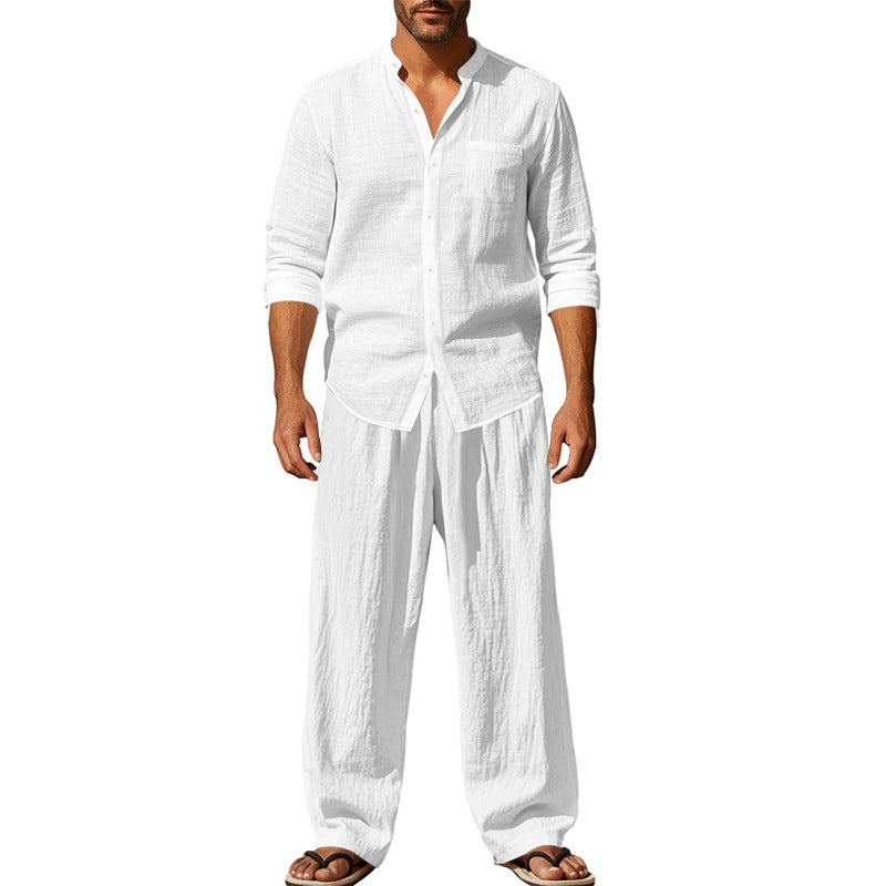 👔⏰ ZEITLICH BEGRENZTES SPECIAL – 50% RABATT! Herren Casual Atmungsaktives Hemd und Hose Set – Lässig, bequem & perfekt für Arbeit & Alltag 🍂