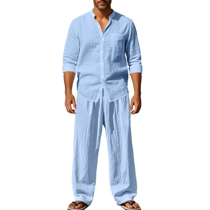 👔⏰ ZEITLICH BEGRENZTES SPECIAL – 50% RABATT! Herren Casual Atmungsaktives Hemd und Hose Set – Lässig, bequem & perfekt für Arbeit & Alltag 🍂