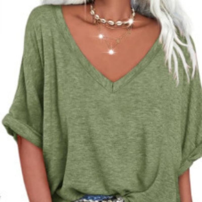 👕🔥 50% RABATT 🌸 Damen V-Ausschnitt Top – lässig, locker & stylisch für heiße Sommertage ☀️✨