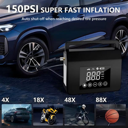 🚗 Tragbarer Auto Starthilfe Booster & Luftkompressor ⚡ Schnellstart & Reifenaufpumpen
