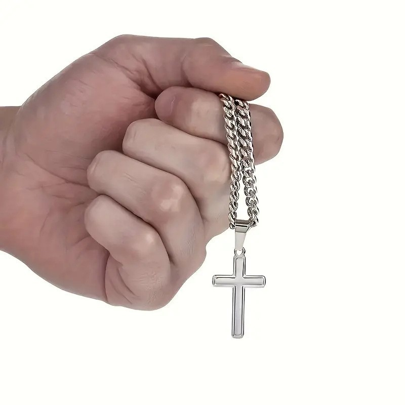 ✝️50% auf alles 🎊⏰Herren-Halskette mit Edelstahl-Kreuz-Anhänger