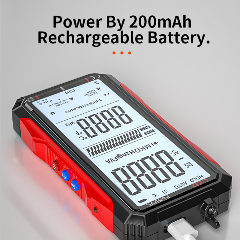 ⏰ Jetzt nur 50 % Rabatt! ⏰ USB-wiederaufladbares Digitalmultimeter – Echter Effektivwert, automatische Bereichswahl und hintergrundbeleuchtetes LCD-Display, CAT III 1000 V 🛡️