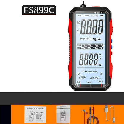 ⏰ Jetzt nur 50 % Rabatt! ⏰ USB-wiederaufladbares Digitalmultimeter – Echter Effektivwert, automatische Bereichswahl und hintergrundbeleuchtetes LCD-Display, CAT III 1000 V 🛡️