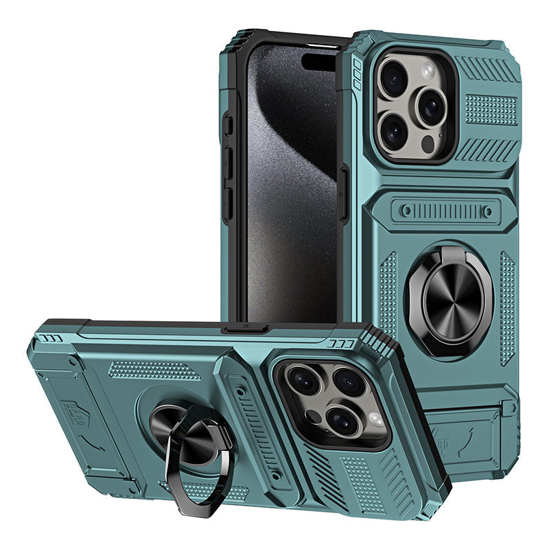 Handyhülle mit Kartenhalter & Ringständer für iPhone