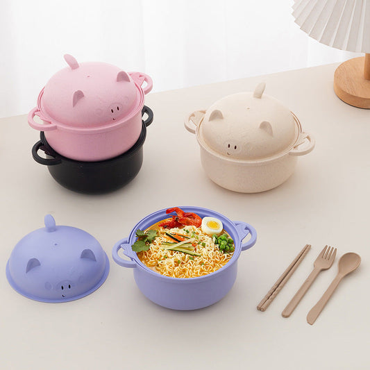 1300 ml Instant-Nudel-Schüssel-Set mit Deckel und Besteck