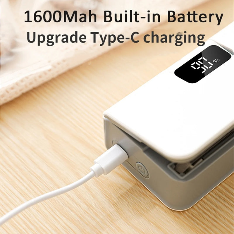 Wiederaufladbarer 2-in-1-Mini-Beutelverschließer mit Schneidevorrichtung