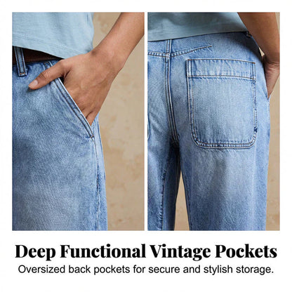 🛍️👖Damen-Jeans mit hoher Taille und verkürztem Schnitt