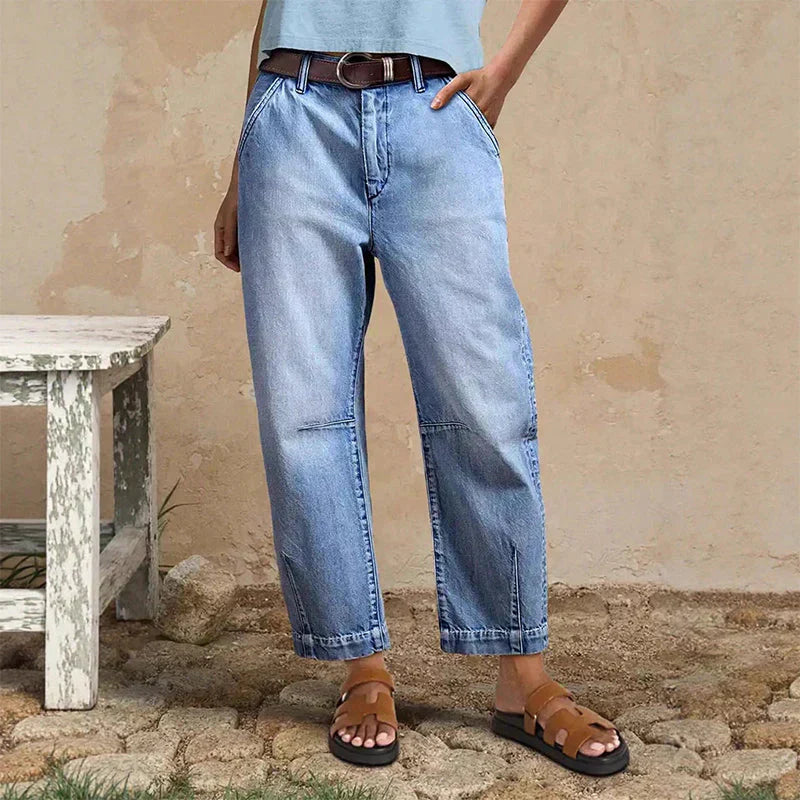 🛍️👖Damen-Jeans mit hoher Taille und verkürztem Schnitt