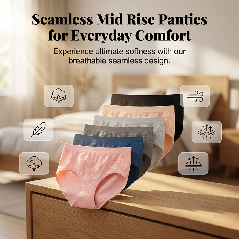 🌸64% Rabatt☁️6er-Pack nahtlose Komfort-Slips für Damen mit mittlerer Leibhöhe🌷