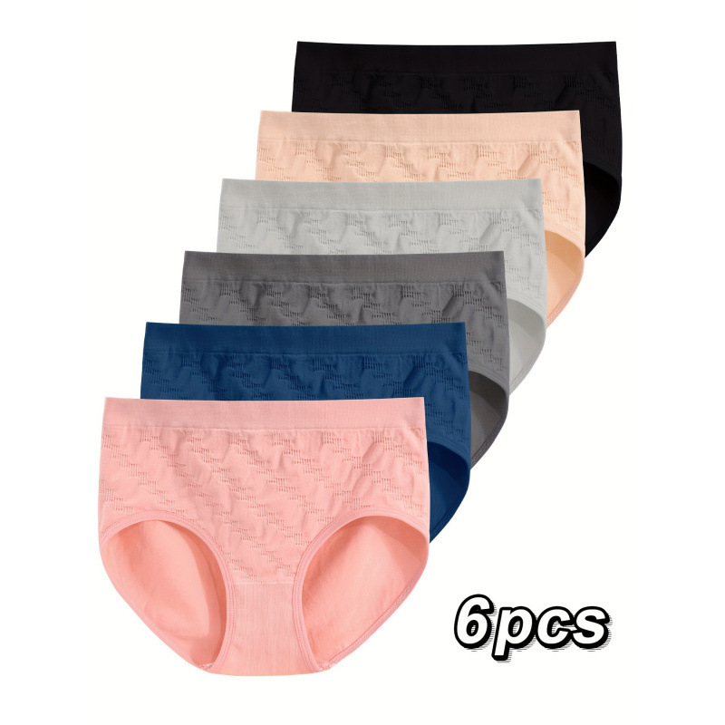 🌸64% Rabatt☁️6er-Pack nahtlose Komfort-Slips für Damen mit mittlerer Leibhöhe🌷