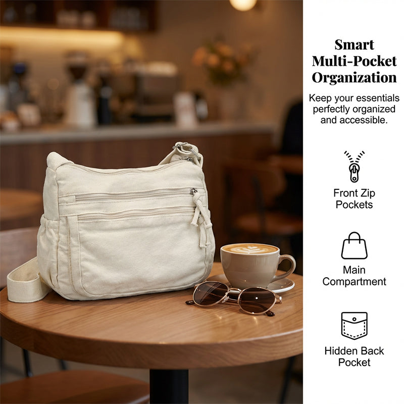 ✨Limited Offer: 64% Rabatt! 🕒Canvas-Tasche mit mehreren Fächern 🎒 Leicht und strapazierfähig, verstellbarer Schultergurt, kann als Schulter- oder Umhängetasche getragen werden 👜