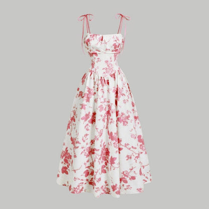 👗 50% RABATT! 🌸 Midi-Kleid für Damen mit Print & Schnürung – Figurbetont, Leicht & Perfekt Für Frühling & Sommer ☀️