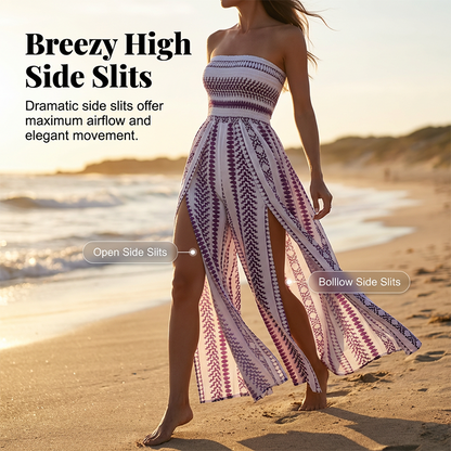 Jumpsuit mit smocktem Oberteil und geometrischem Muster