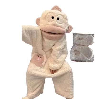 🧸🐟 Eleganz braucht keine Worte – Kuscheliger Pyjama aus Korallenfleece mit Figuren – 50% RABATT! Weich, warm & perfekt für kühle Nächte & entspannte Wochenenden ✨