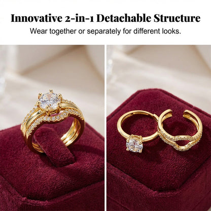 📢📢50 % Rabatt!! ⏰Vintage Zirkonia Ring – Verstellbarer Offener Ring für Damen, Elegant & Leicht Luxus für Zeige- oder Mittelfinger