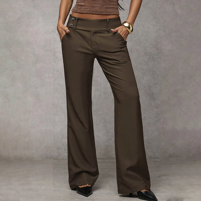 Damen-Hose mit hohem Bund und weitem Bein 👖 verlängert optisch die Beine, fällt schön, ist knitterarm, vielseitig kombinierbar und in Unifarben erhältlich – geeignet für Beruf und Freizeit 💼
