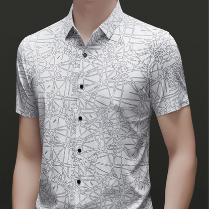 👔 50% RABATT! 🎨 Stilvolles Hemd mit Abstraktem Geometrischem Muster & Kragen für Herren – Leichter Stoff, Moderner Schnitt & Perfekt Für Freizeit & Büro 💼
