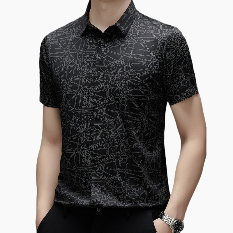 👔 50% RABATT! 🎨 Stilvolles Hemd mit Abstraktem Geometrischem Muster & Kragen für Herren – Leichter Stoff, Moderner Schnitt & Perfekt Für Freizeit & Büro 💼