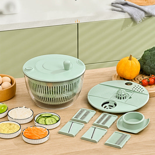 📢⏰🥗 PROMO -50%! Centrifuga per Insalata & Tagliaverdure Multifunzione 9-in-1 – Grande capacità 5,3L, 6 lame