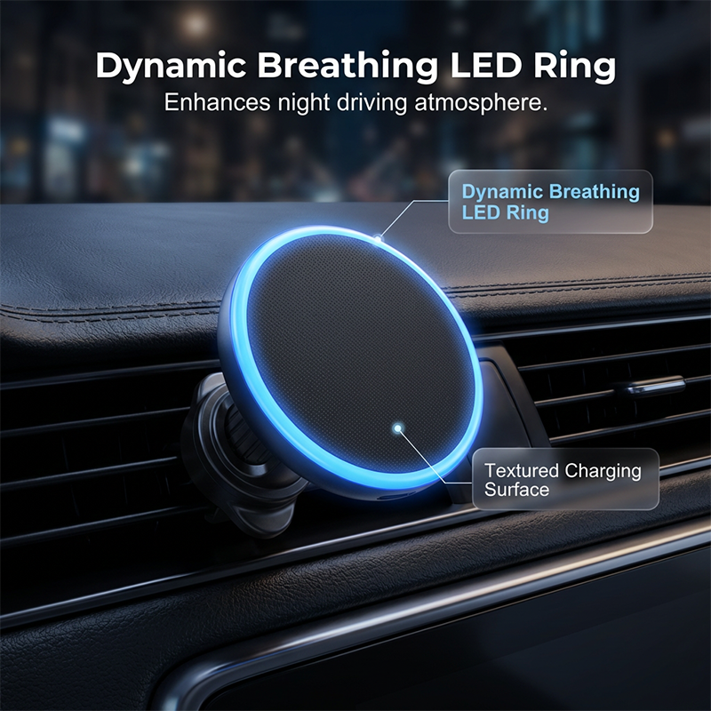 ✨🔥15-W-Magnet-Wireless-Autoladegerät mit Umgebungsbeleuchtung