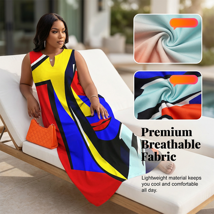 🎨 50% Rabatt! Künstlerisch bedrucktes, lockeres Sommer-Maxikleid – figurfreundlich + einzigartig im Stil + mühelos elegant 💃✨