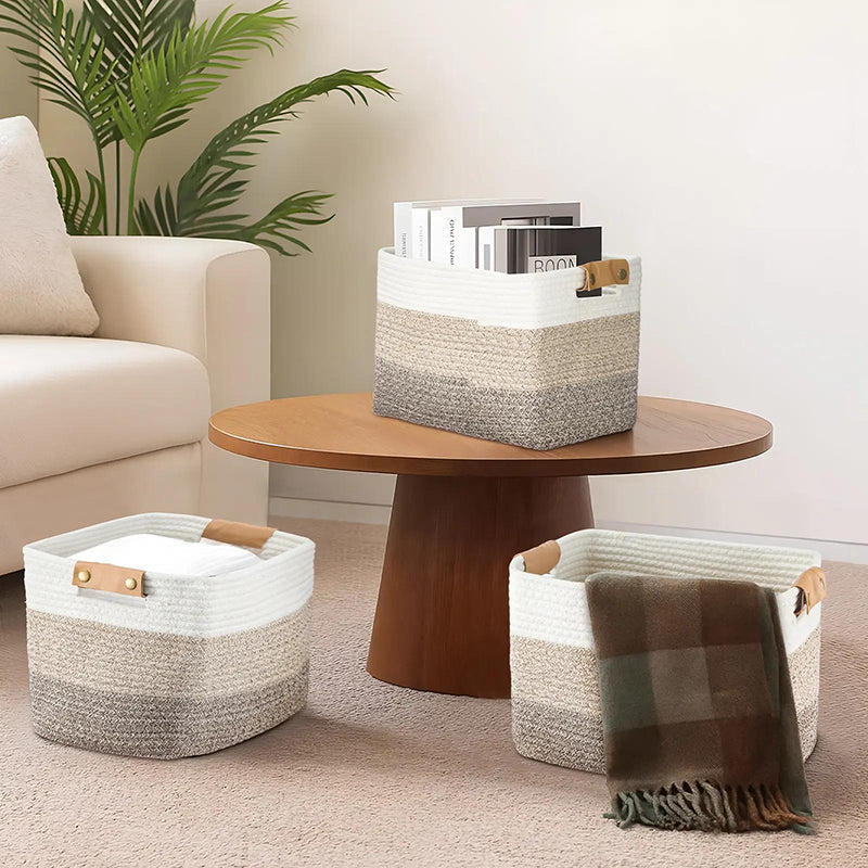 🧺 36% RABATT! 🧵 Geflochtener Baumwollseil-Aufbewahrungskorb mit Griffen – Weich, Stabil & Perfekt Für Spielzeug, Wäsche & Wohnaccessoires 🏠