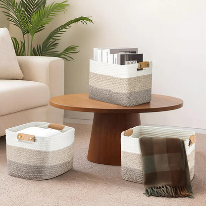 🧺 36% RABATT! 🧵 Geflochtener Baumwollseil-Aufbewahrungskorb mit Griffen – Weich, Stabil & Perfekt Für Spielzeug, Wäsche & Wohnaccessoires 🏠