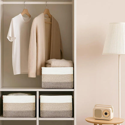 🧺 36% RABATT! 🧵 Geflochtener Baumwollseil-Aufbewahrungskorb mit Griffen – Weich, Stabil & Perfekt Für Spielzeug, Wäsche & Wohnaccessoires 🏠