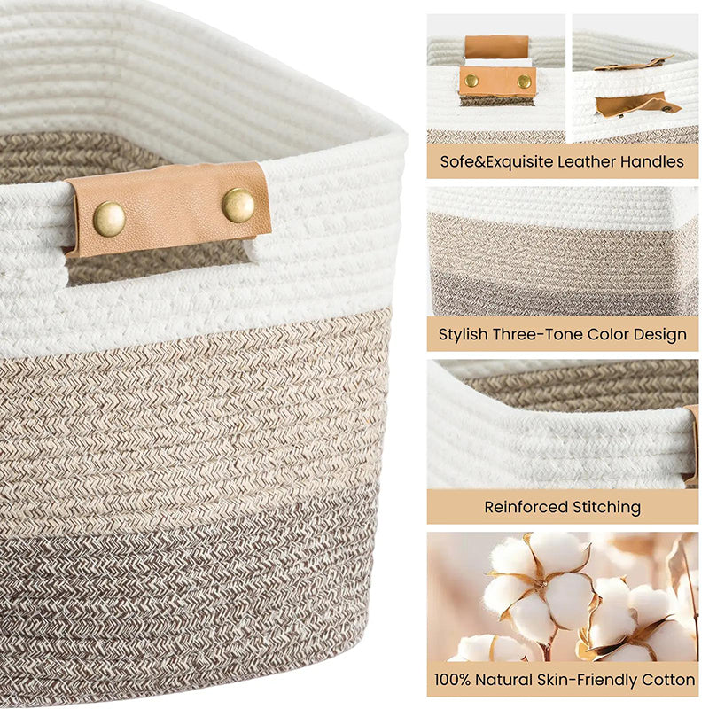 🧺 36% RABATT! 🧵 Geflochtener Baumwollseil-Aufbewahrungskorb mit Griffen – Weich, Stabil & Perfekt Für Spielzeug, Wäsche & Wohnaccessoires 🏠