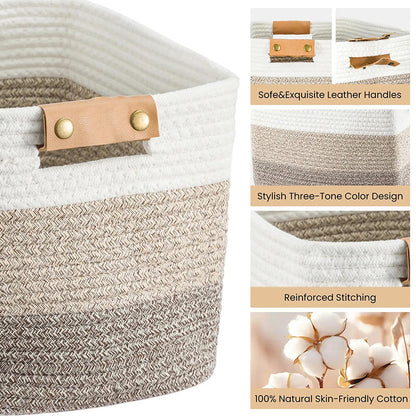 🧺 36% RABATT! 🧵 Geflochtener Baumwollseil-Aufbewahrungskorb mit Griffen – Weich, Stabil & Perfekt Für Spielzeug, Wäsche & Wohnaccessoires 🏠