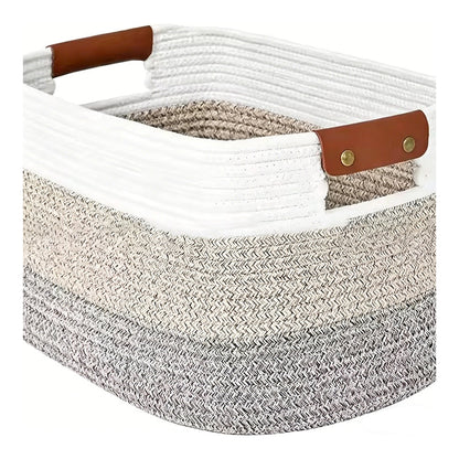 🧺 36% RABATT! 🧵 Geflochtener Baumwollseil-Aufbewahrungskorb mit Griffen – Weich, Stabil & Perfekt Für Spielzeug, Wäsche & Wohnaccessoires 🏠