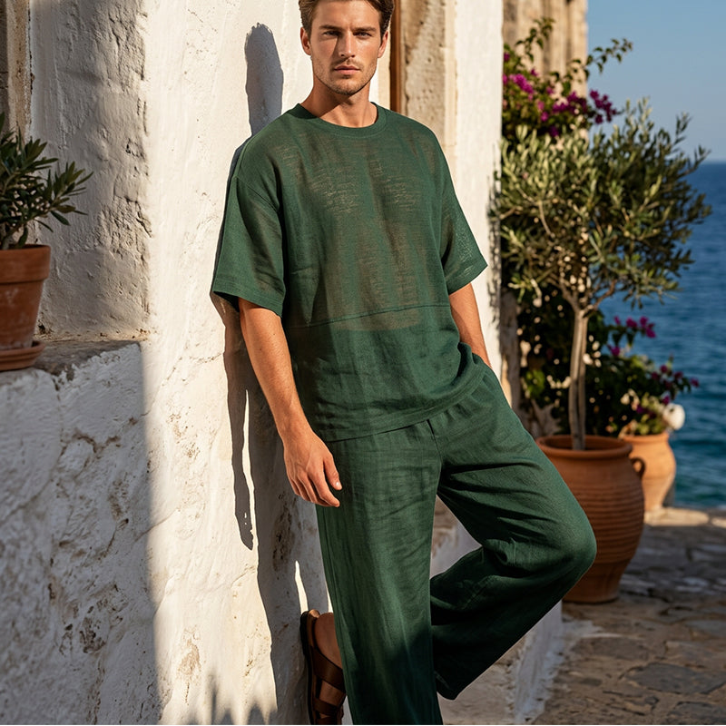 🎁 Nur für kurze Zeit: 50 % Rabatt! 👔 2-teiliges Set: Herren-T-Shirt & weite Hose – Trendig, bequem & sofort tragbar 💥