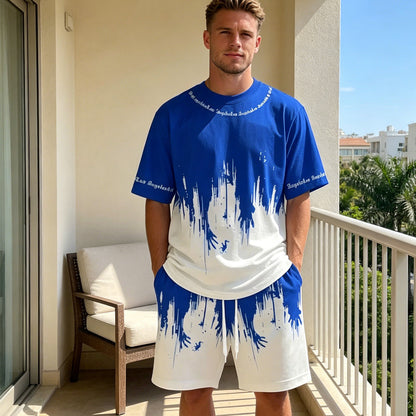 Herren Freizeit-Set – T-Shirt mit Print & Shorts – bequem, atmungsaktiv & vielseitig – ideal für Sommer & Alltag